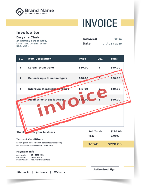 2 INVOICE ฟอร์ม ตัวอย่าง ใบแจ้งหนี้ โหลดไป วางบิล ได้เลย ! 8 ตัวอย่าง invoice