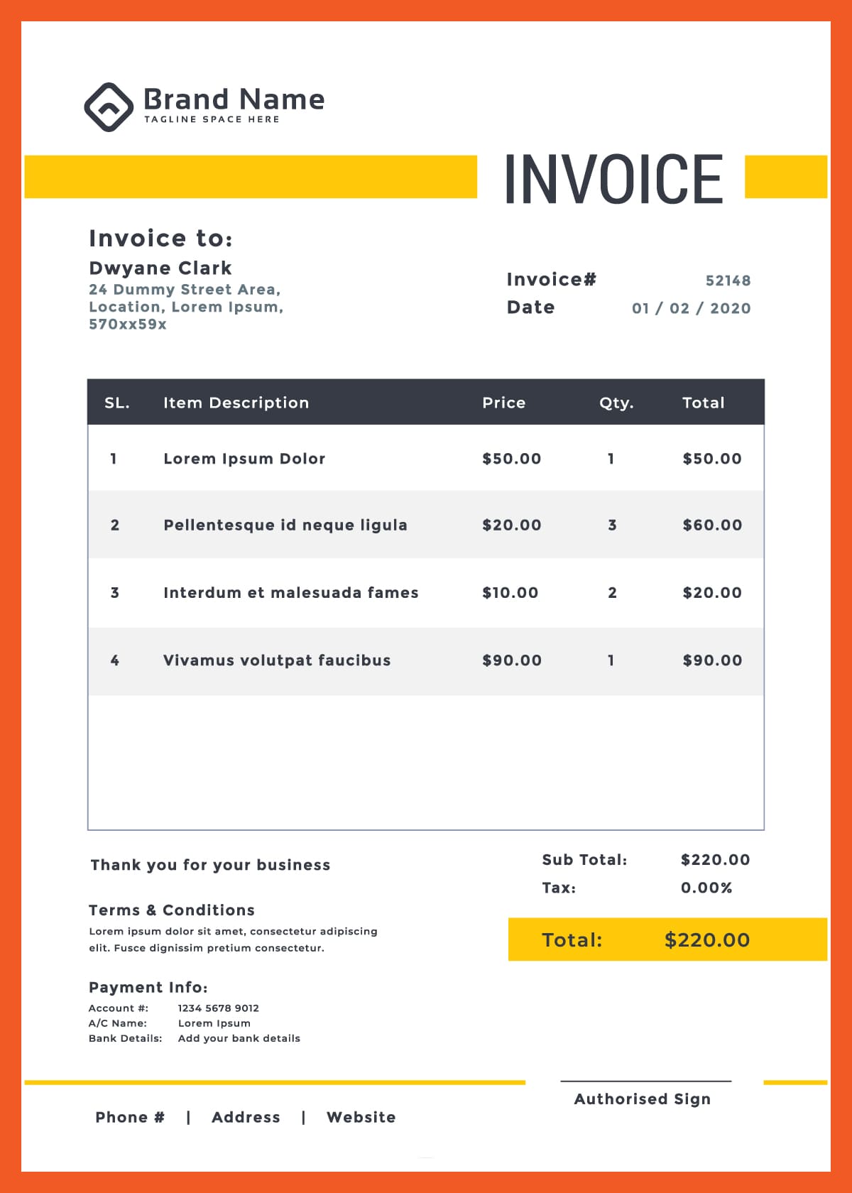 2 INVOICE ฟอร์ม ตัวอย่าง ใบแจ้งหนี้ โหลดไป วางบิล ได้เลย ! 6 invoice