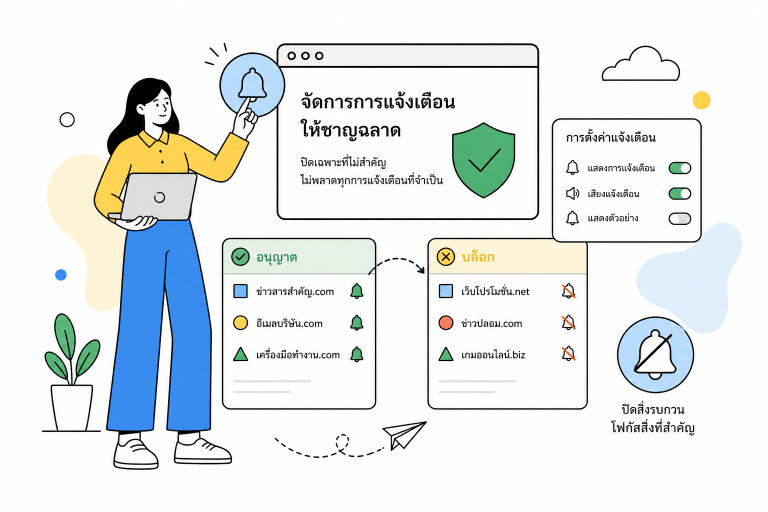 ภาพประกอบการปิดการแจ้งเตือน Google Chrome