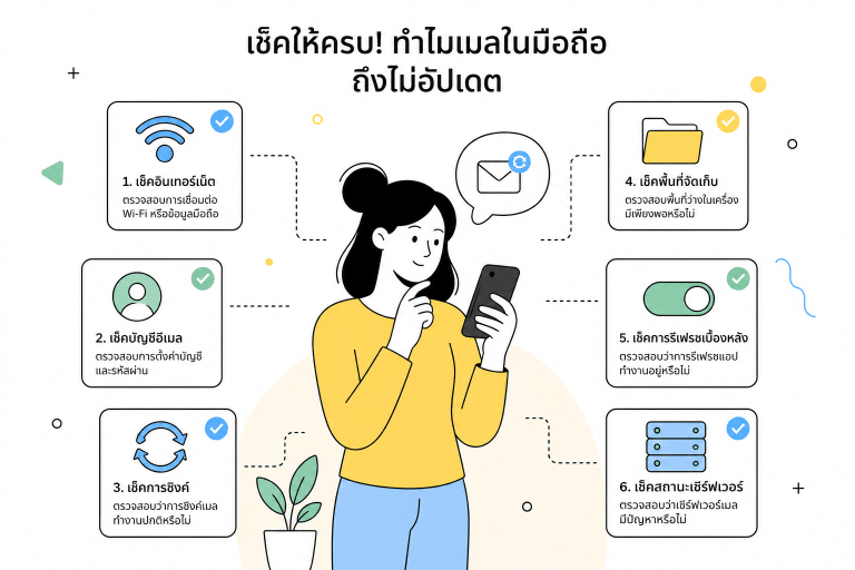 ภาพประกอบการแก้ปัญหา Mail ใน iPhone ไม่อัปเดต