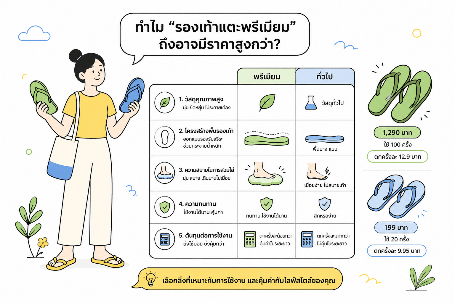ภาพประกอบการเปรียบเทียบรองเท้าแตะ havaianas และความคุ้มค่า