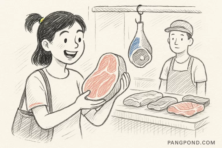ฝัน ไป ซื้อเนื้อหมู ที่ ตลาด
