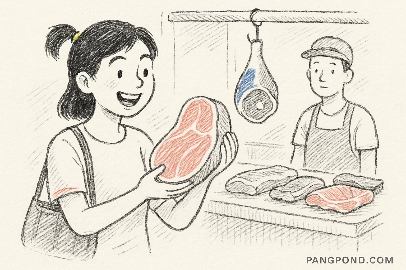 ฝัน ไป ซื้อเนื้อหมู ที่ ตลาด
