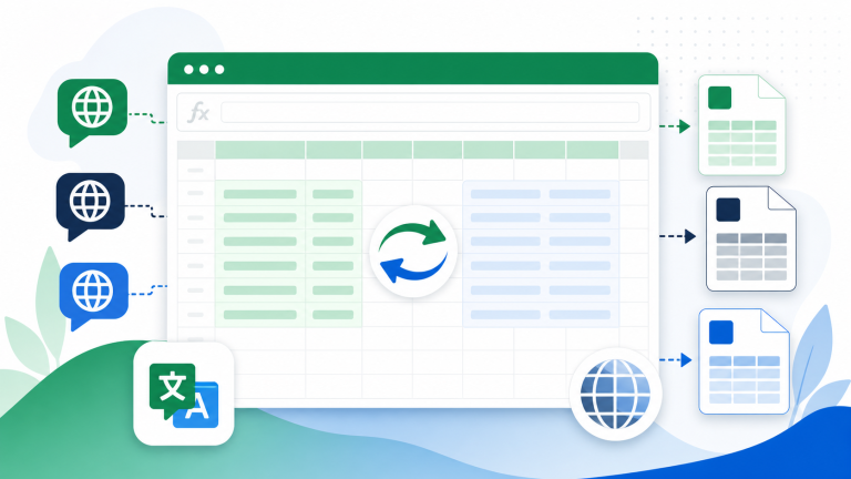 แปลภาษา excel ภาพประกอบเวกเตอร์